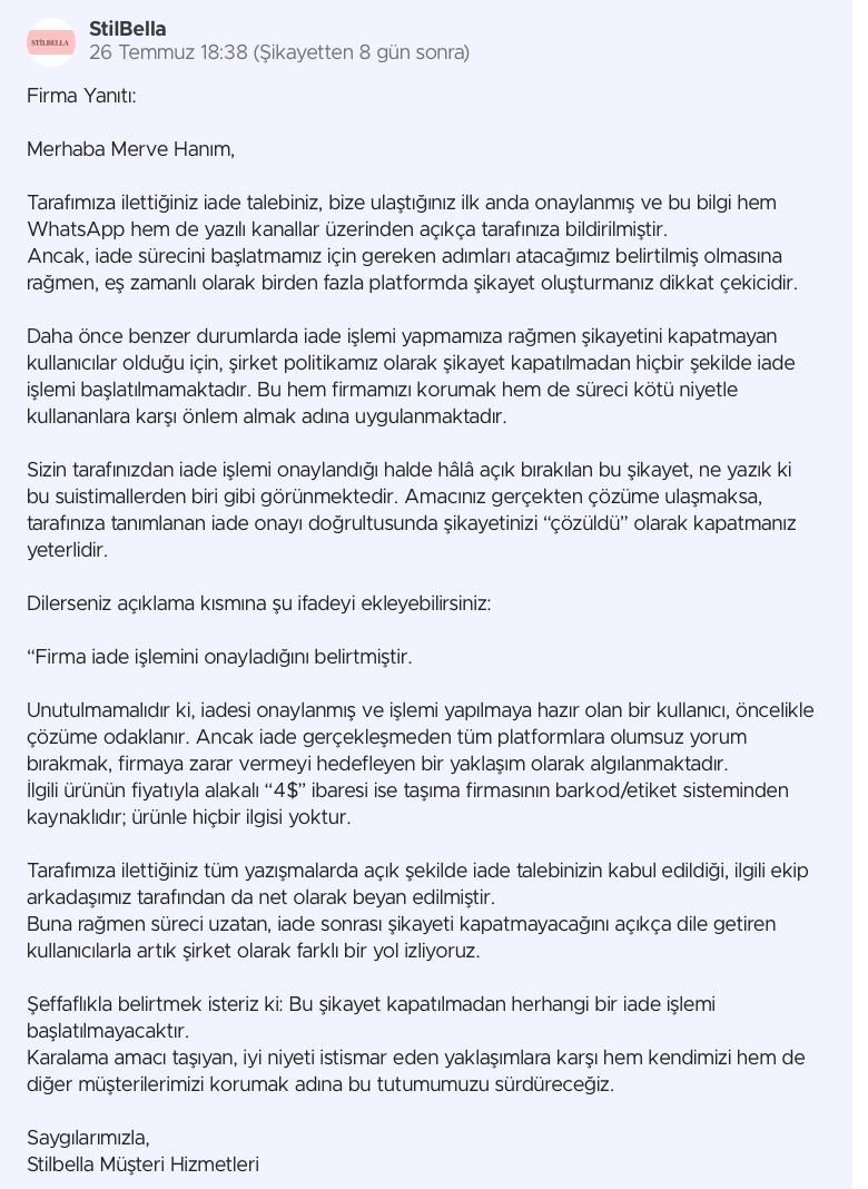 Stilbella'nın iade tehdidi